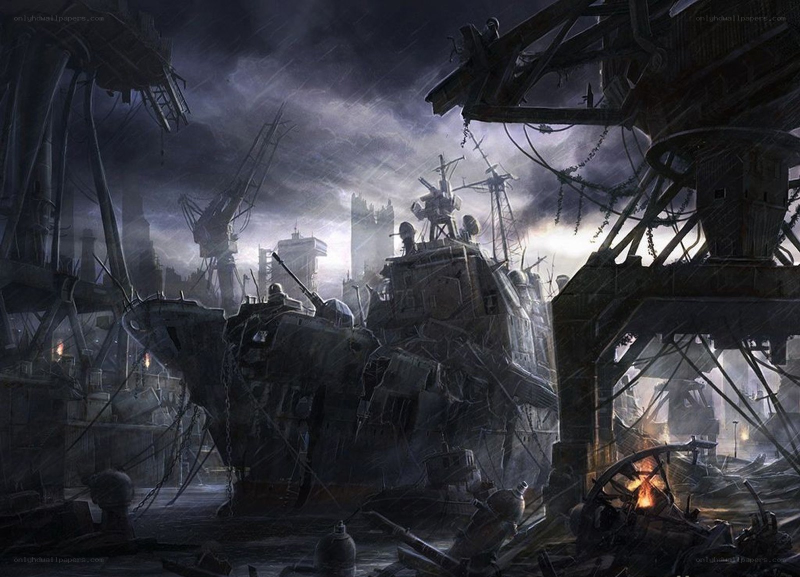 Post-apocalyptic shipyard