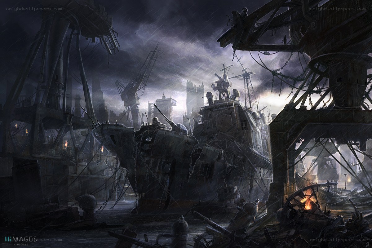 Post-apocalyptic shipyard
