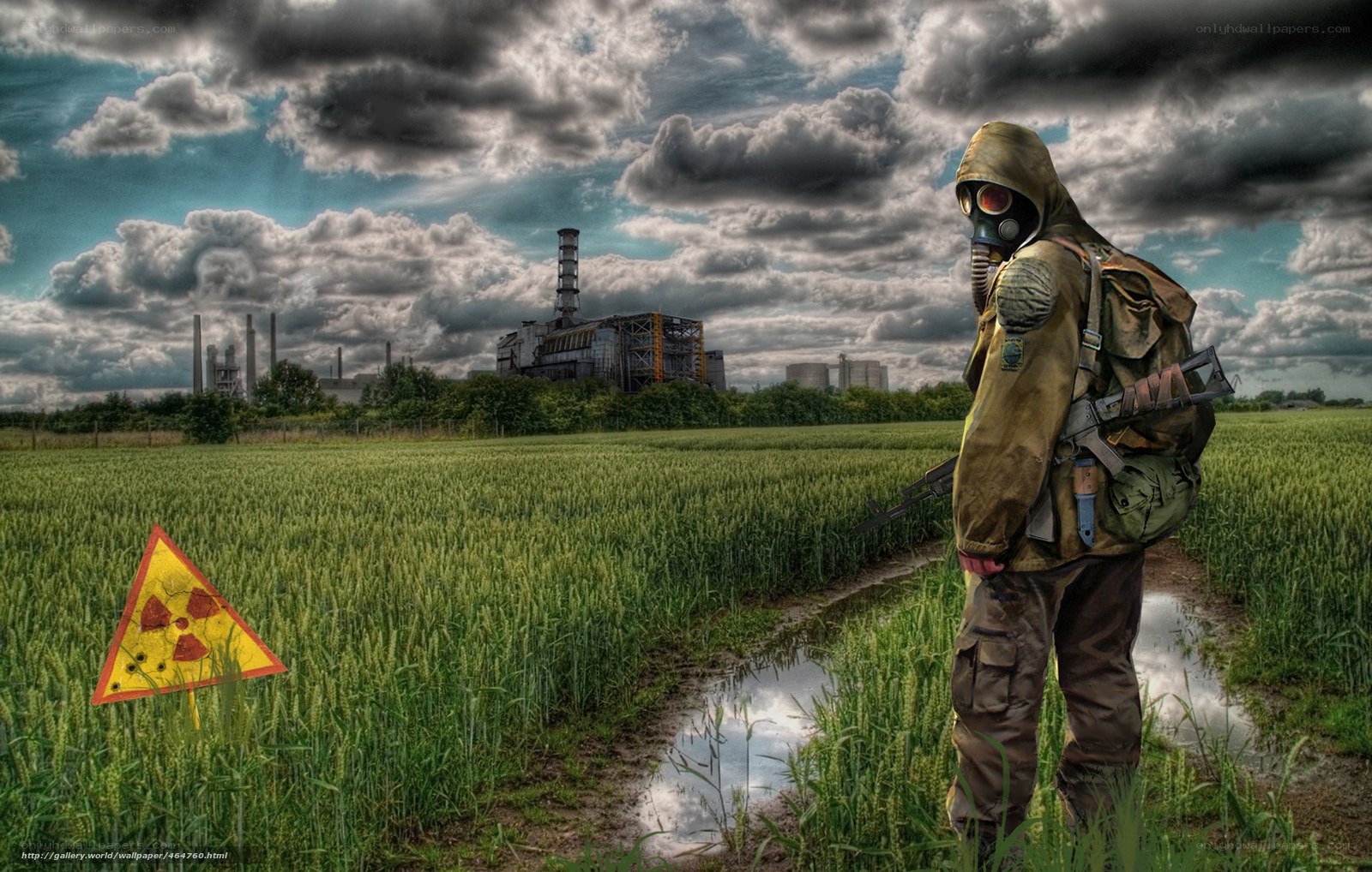 Post-apocalyptic soldier in field