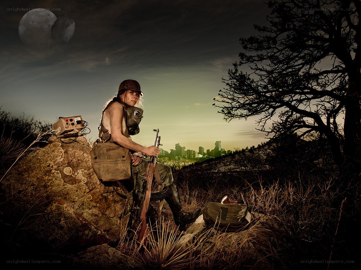 post-apocalyptic soldier with rifle