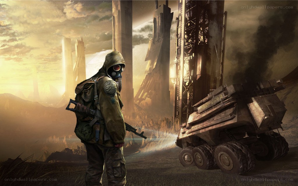 post-apocalyptic soldier with vehicle