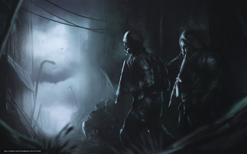 Post-apocalyptic soldiers in gas masks