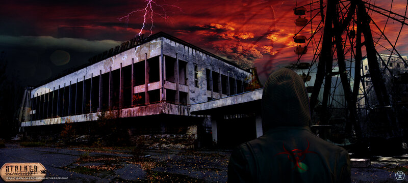 Post-apocalyptic stalker scene