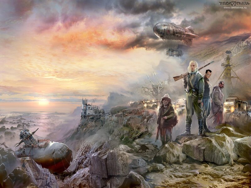 Post-apocalyptic steampunk landscape