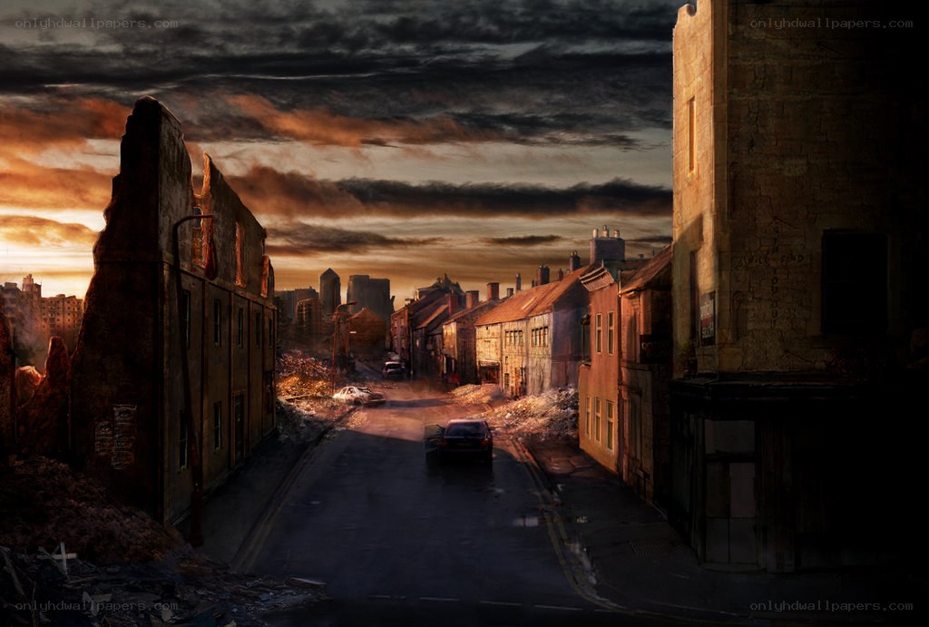 Post-apocalyptic street scene