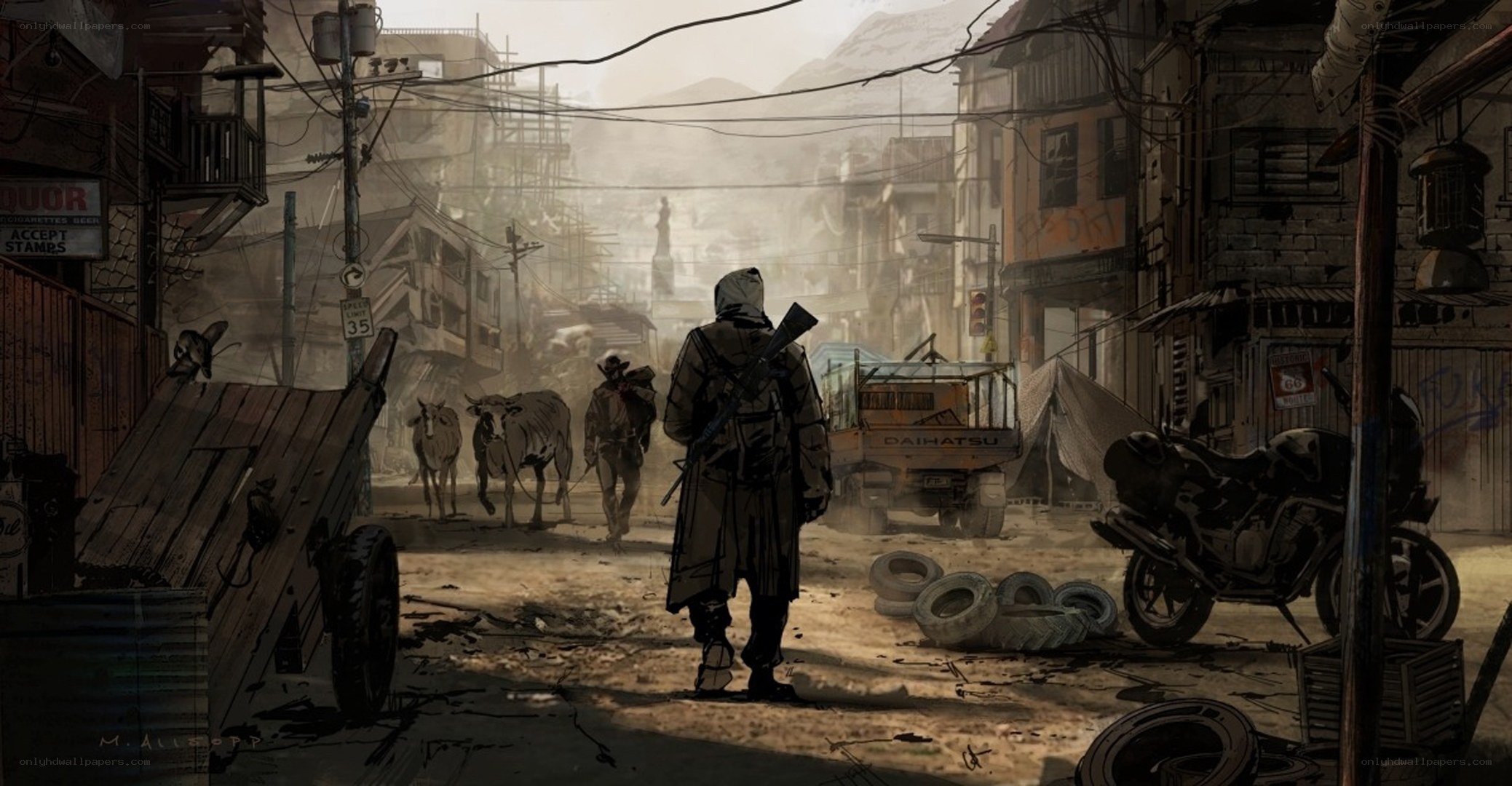 post-apocalyptic street scene