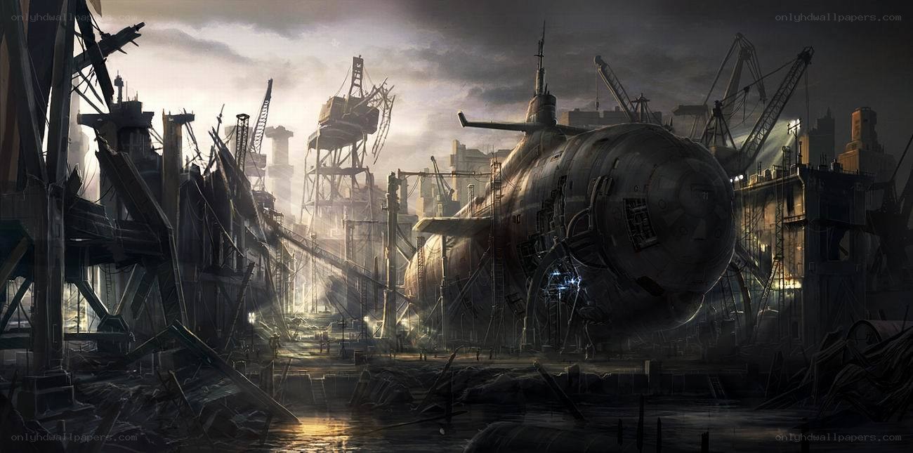 Post-apocalyptic submarine dock