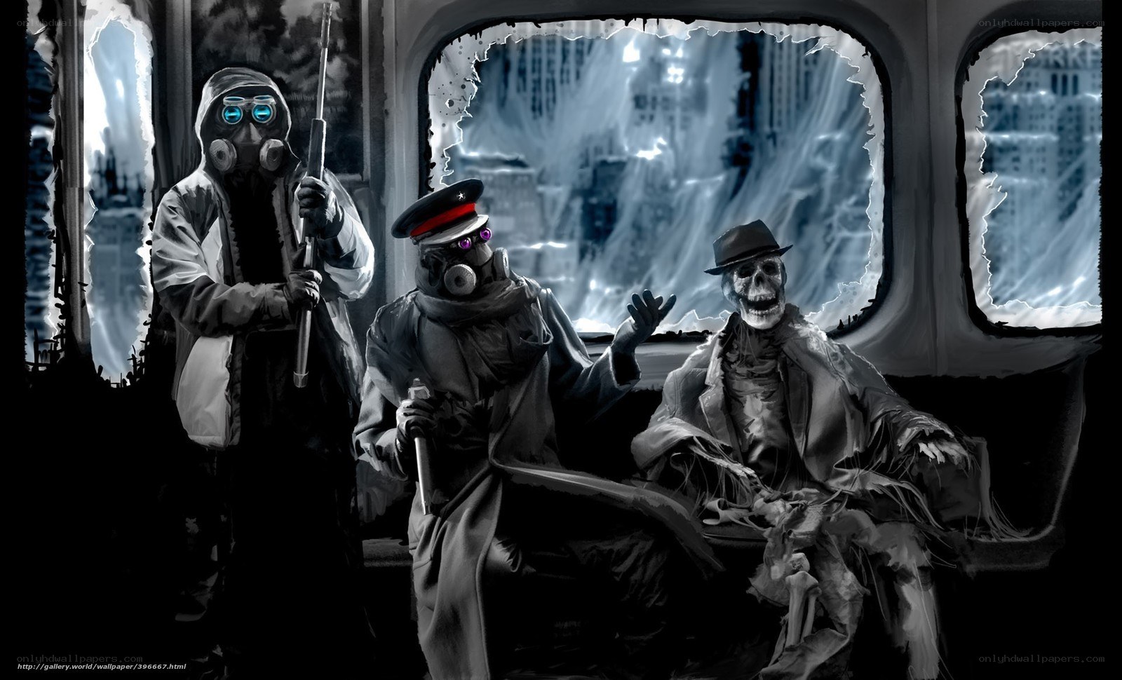 Post-apocalyptic subway scene