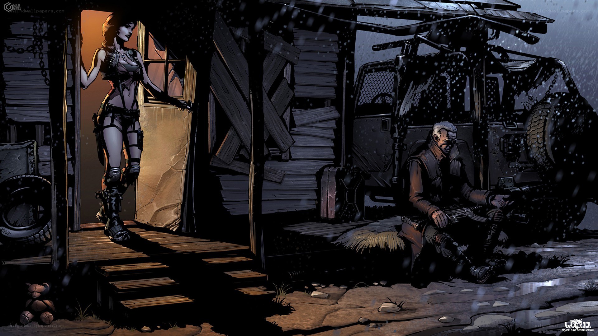 Post-apocalyptic survival scene