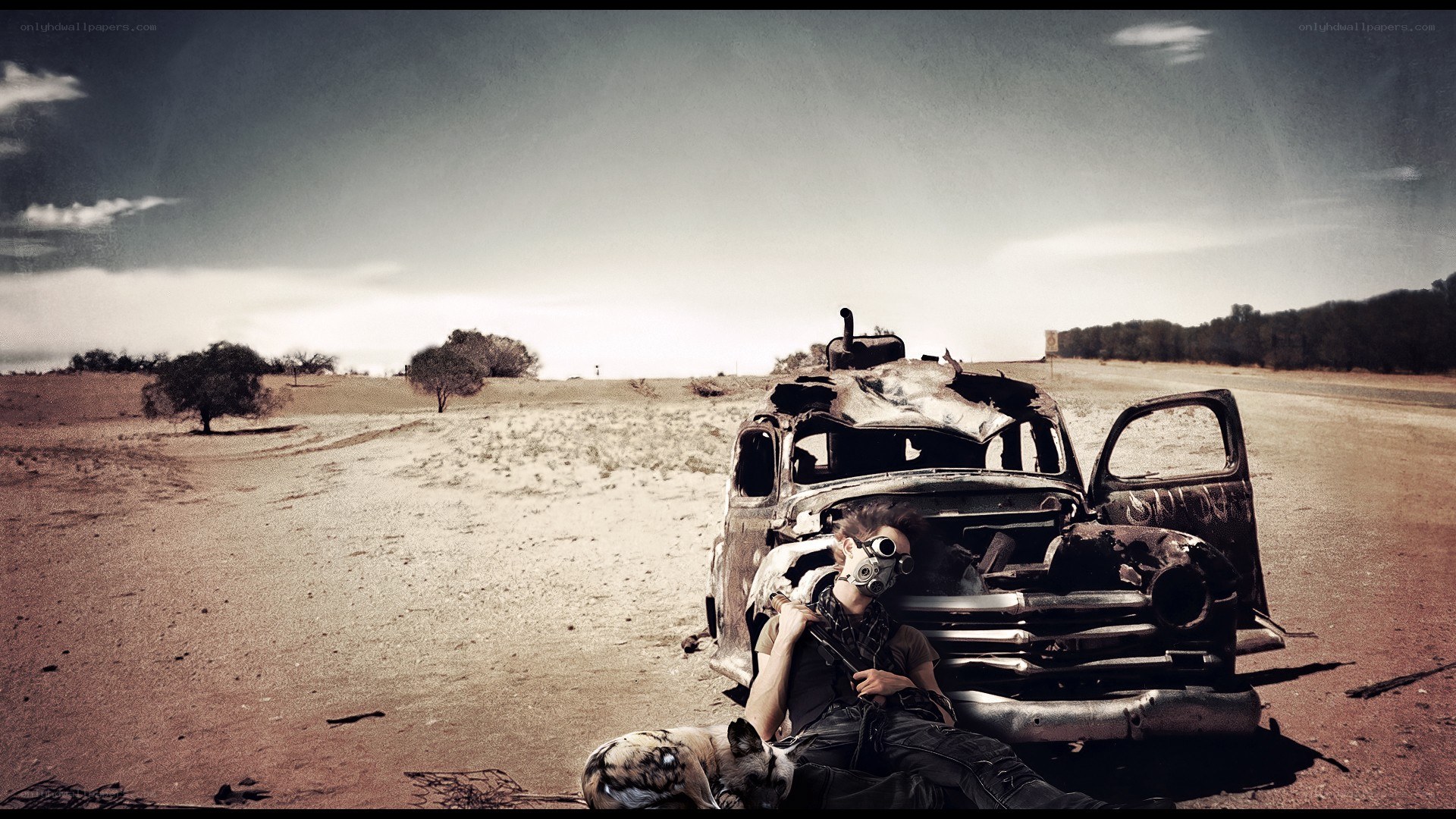post-apocalyptic survivor with dog