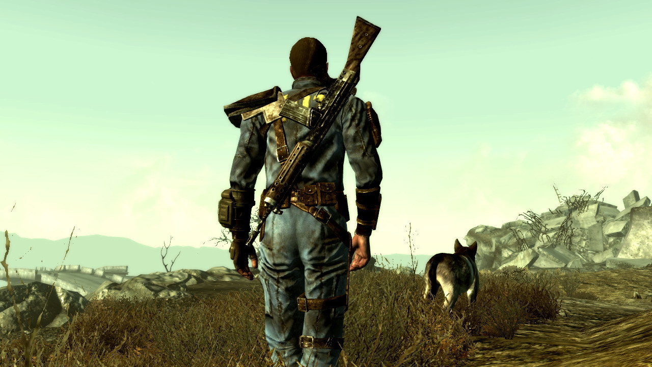 post-apocalyptic survivor with dog