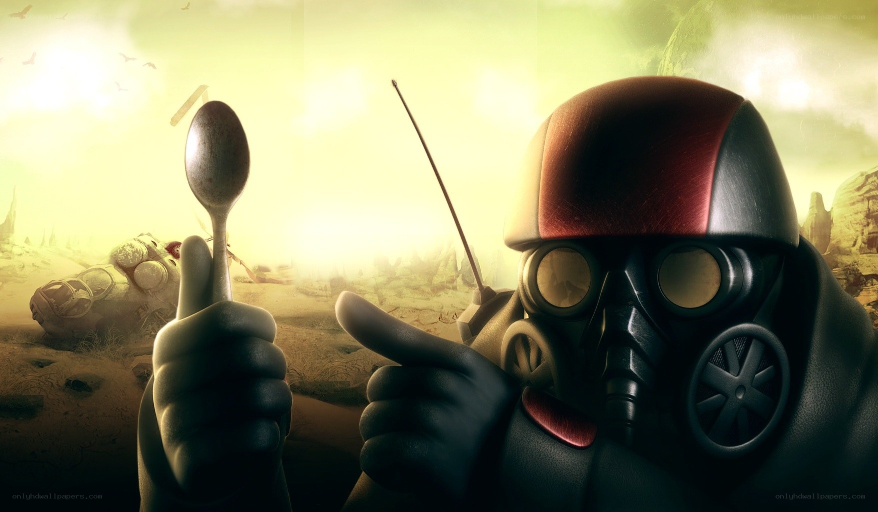 Post-apocalyptic survivor with spoon