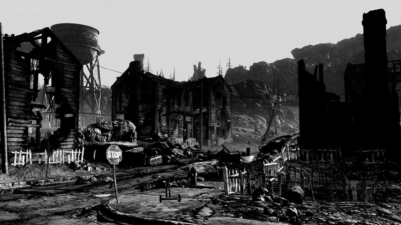 Post-apocalyptic town ruins