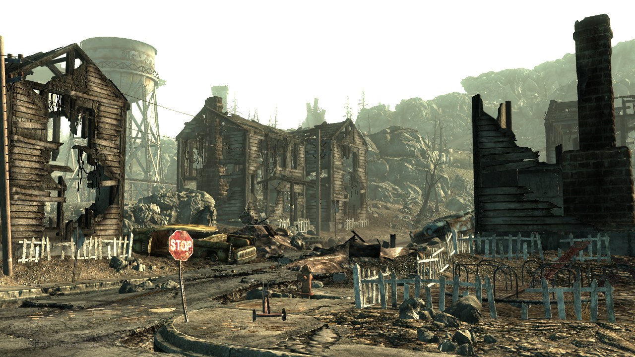 post-apocalyptic town ruins