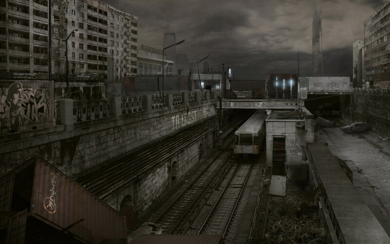 post-apocalyptic train station