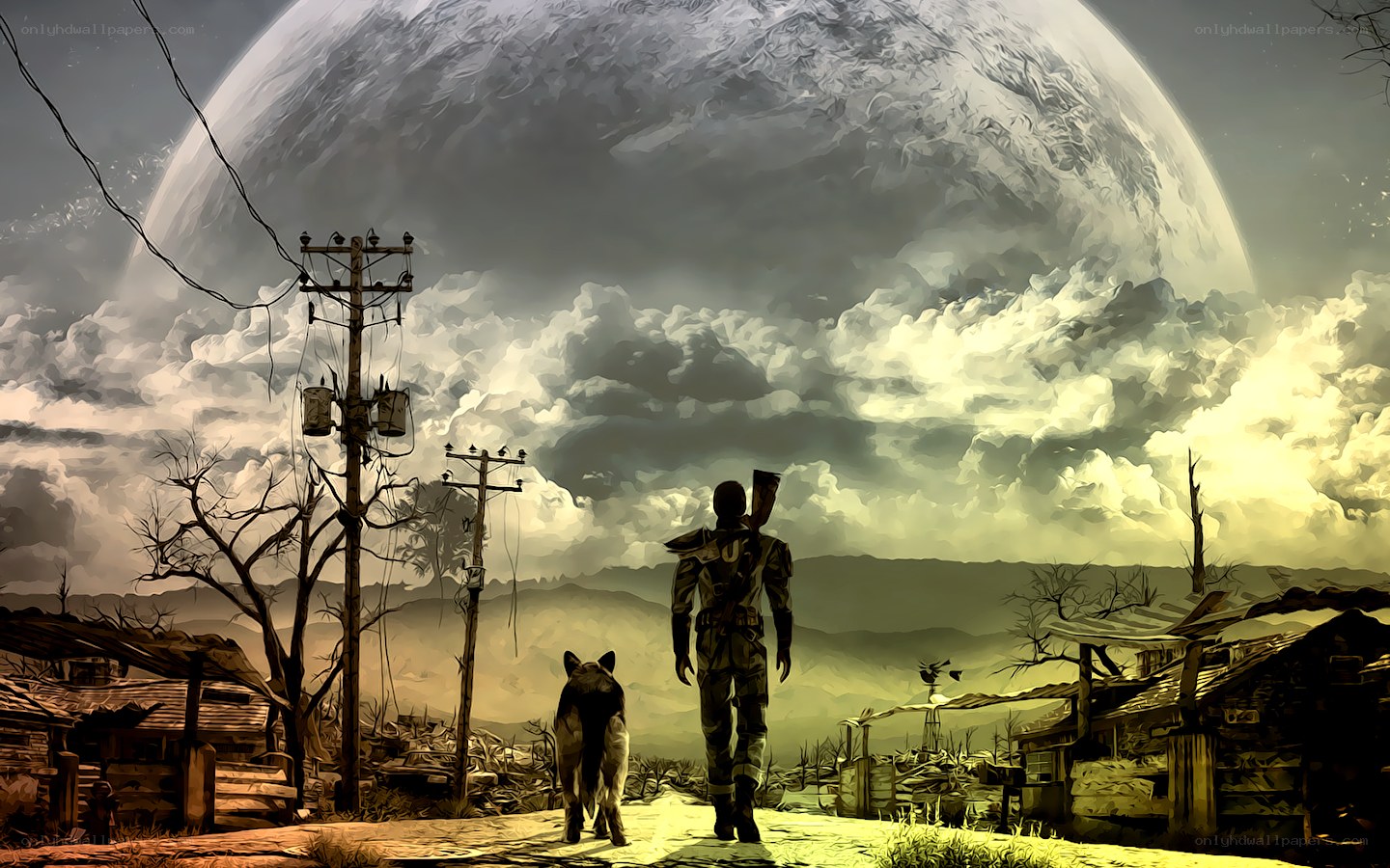 Post-apocalyptic traveler with dog