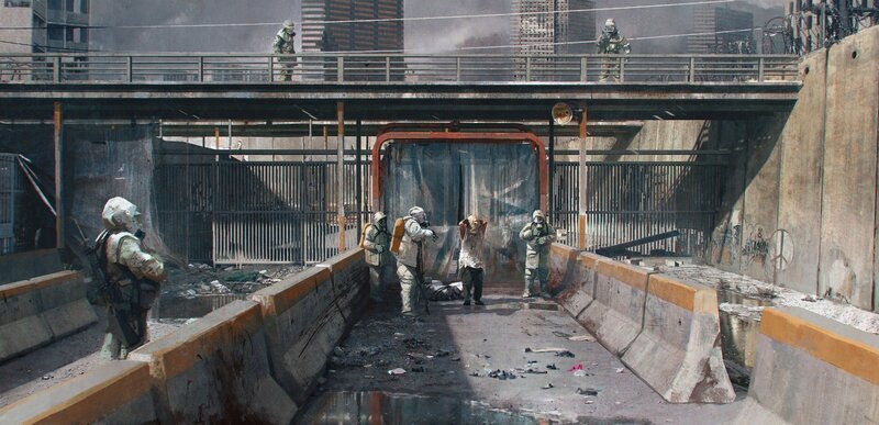 Post-apocalyptic urban scene
