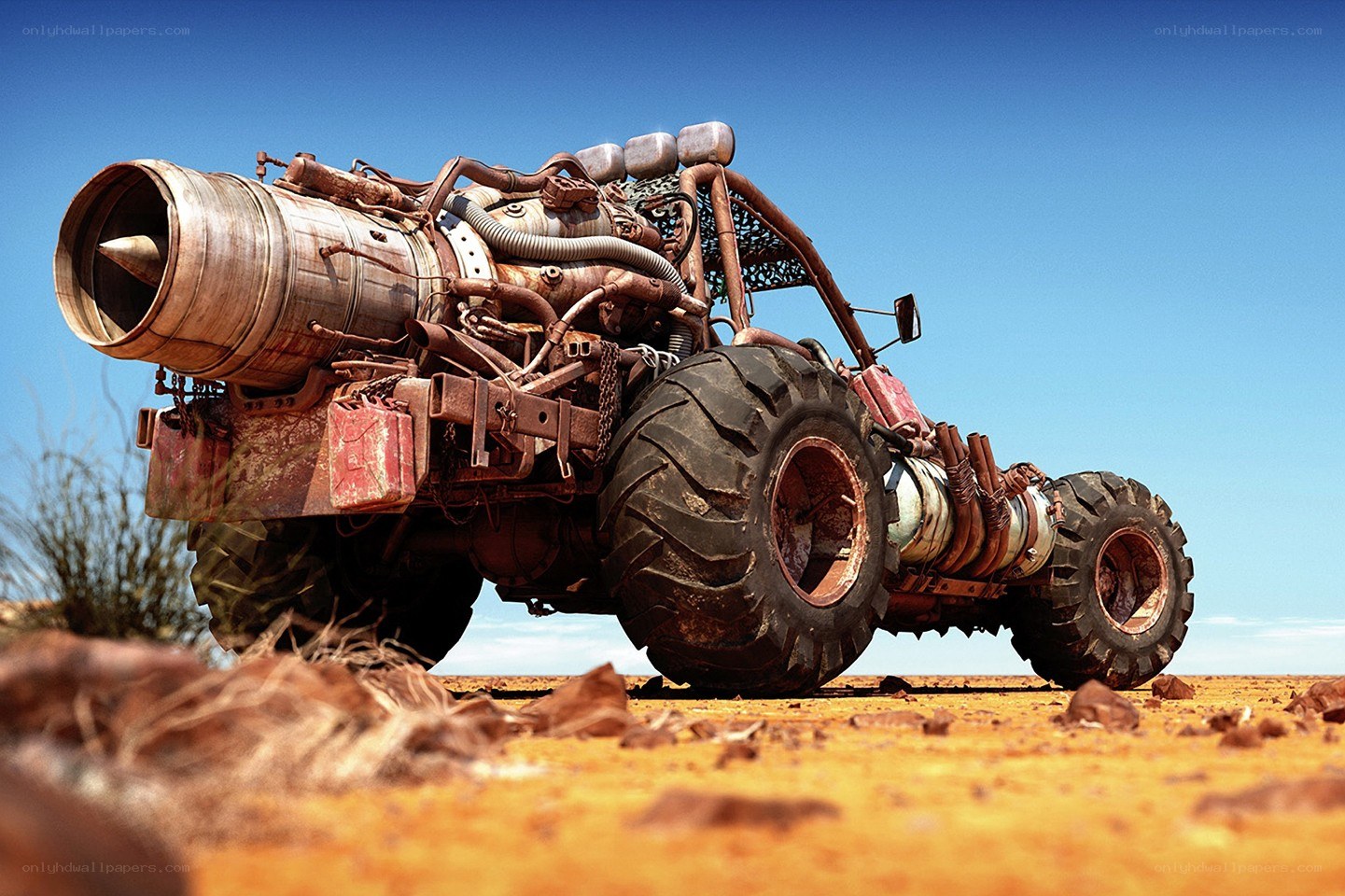 post-apocalyptic vehicle in desert