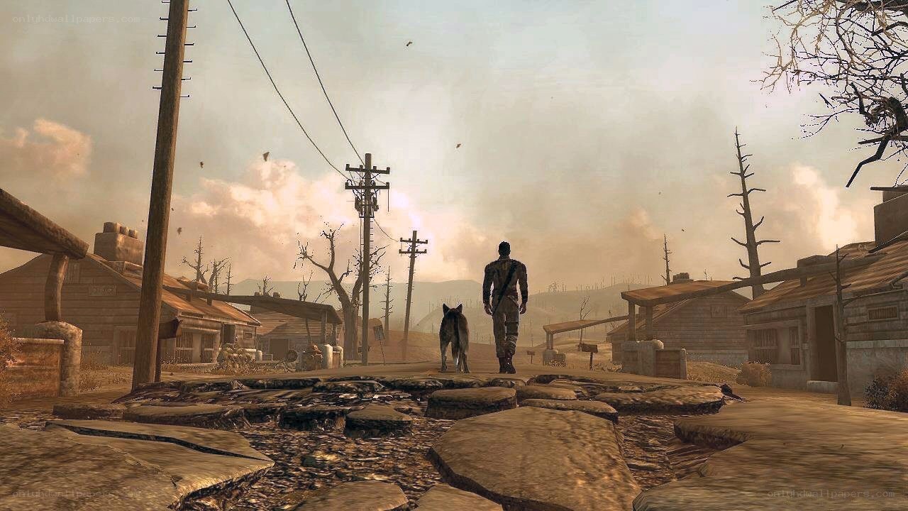 post-apocalyptic village scene