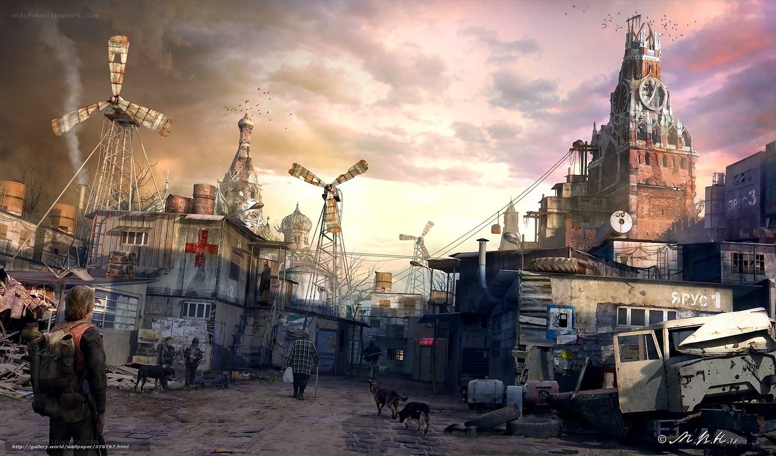 Post-apocalyptic village scene