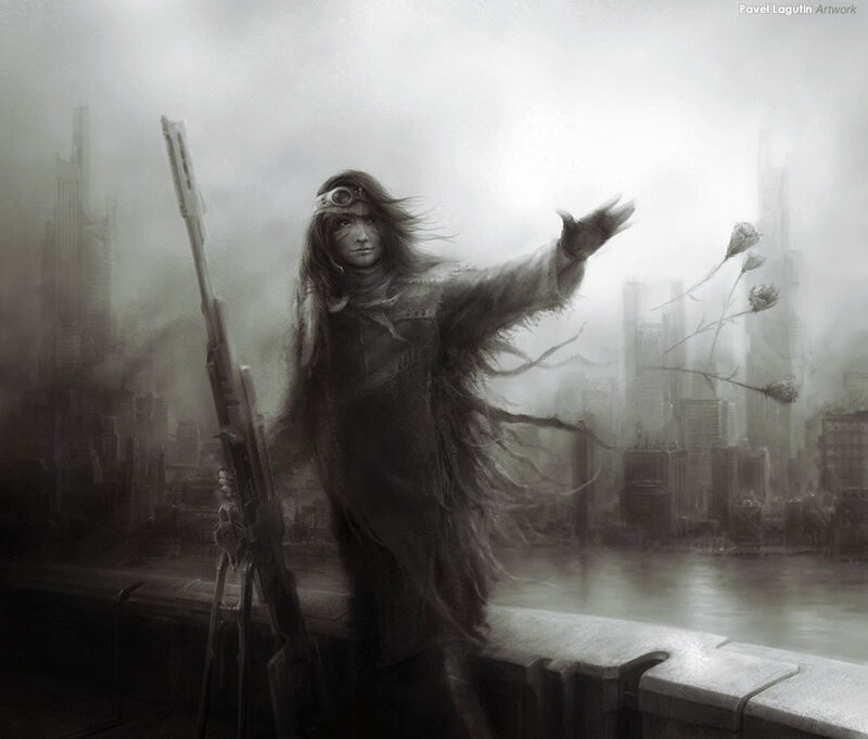 post-apocalyptic warrior with rifle