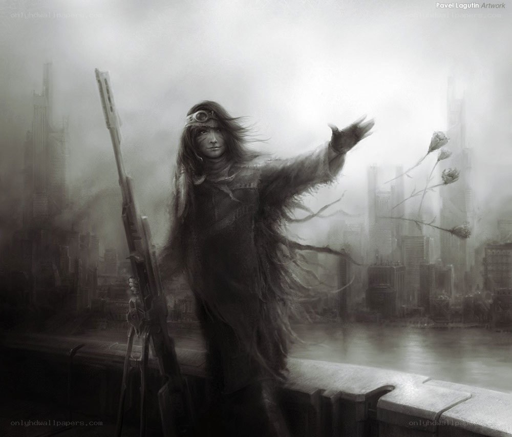 post-apocalyptic warrior with rifle