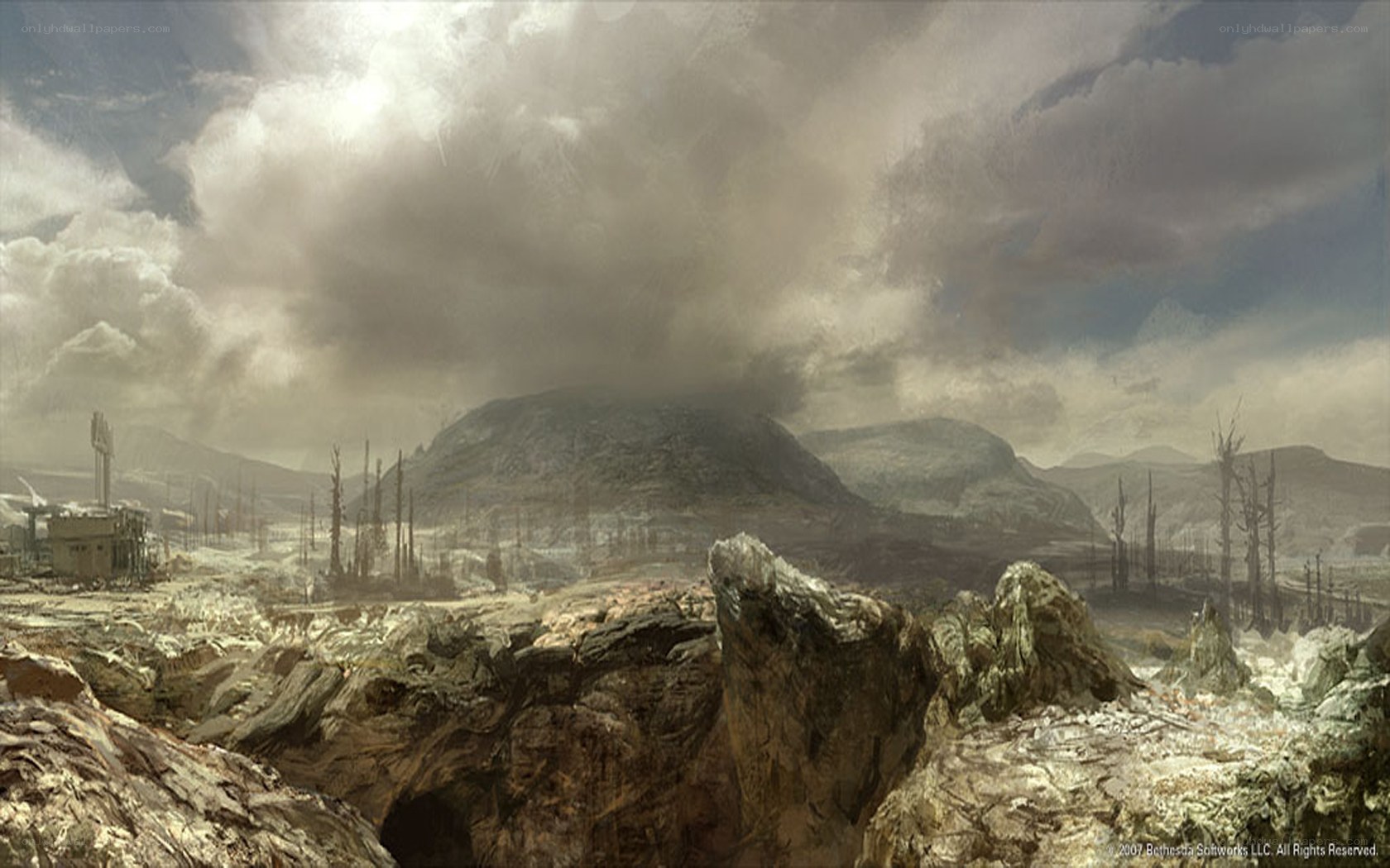 Post-apocalyptic wasteland landscape