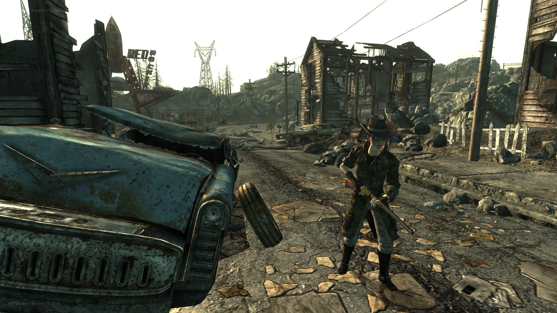 post-apocalyptic wasteland scene