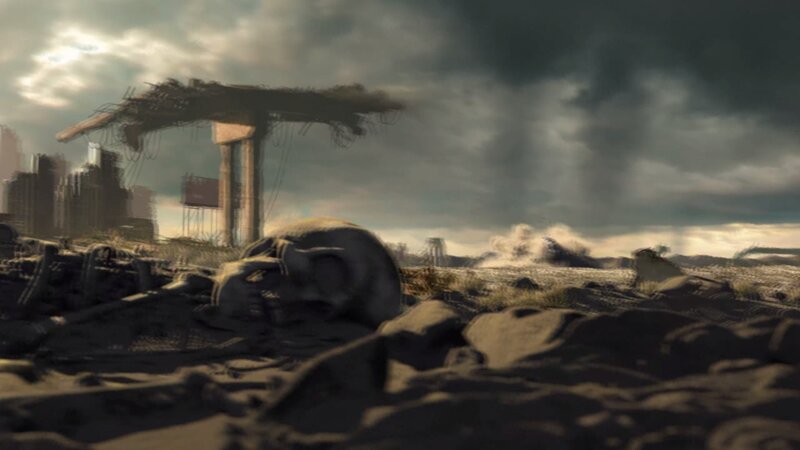 post-apocalyptic wasteland scene