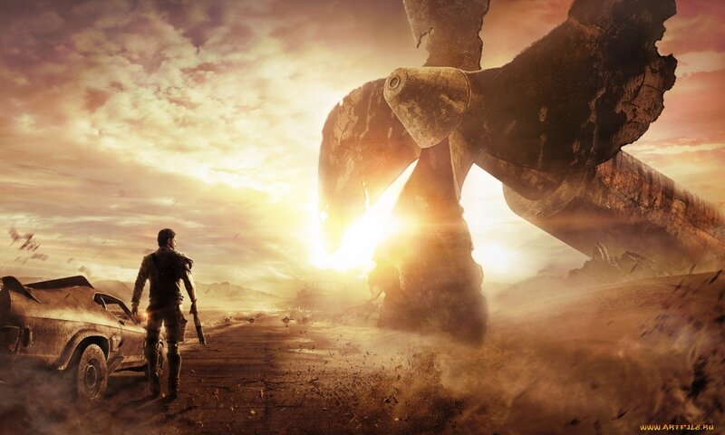 post-apocalyptic wasteland scene