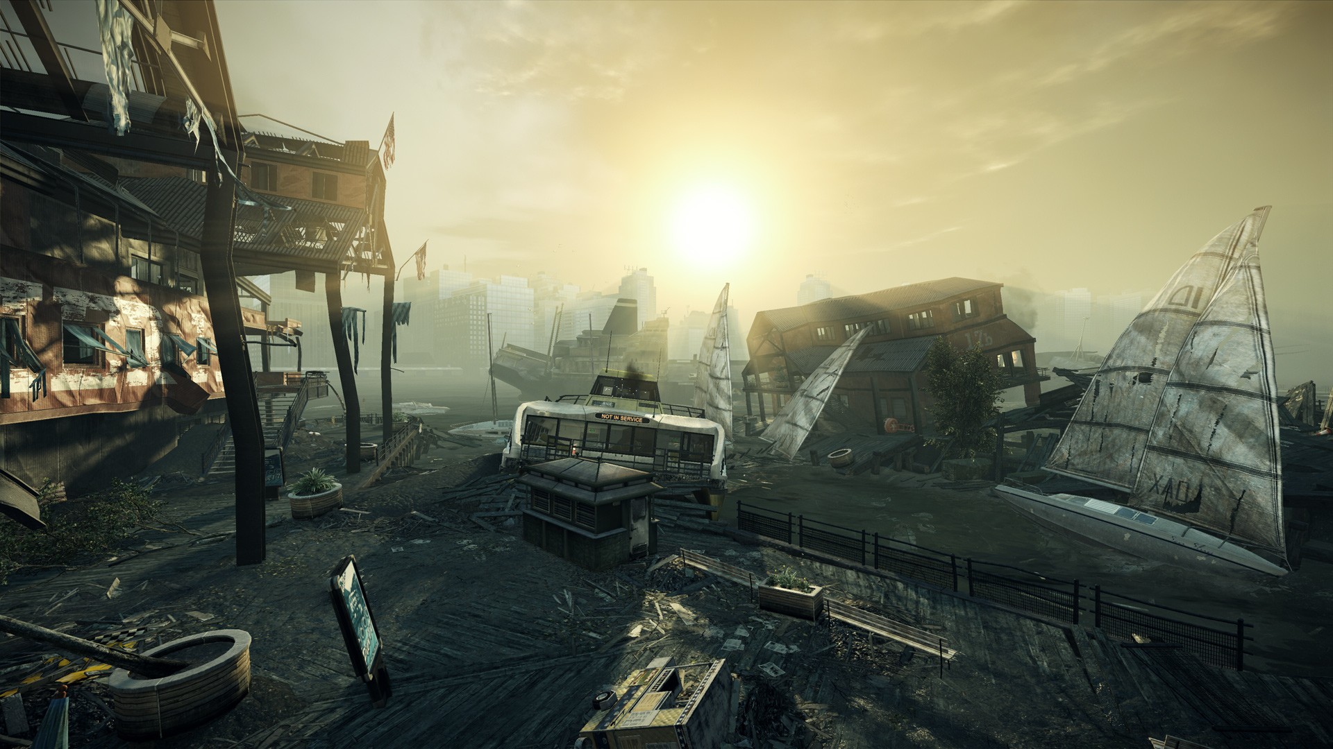 post-apocalyptic waterfront scene