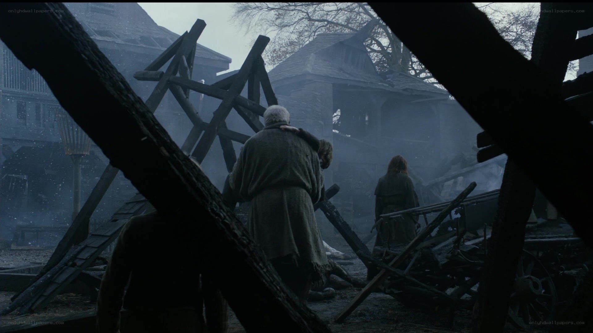 Post-battle village ruins