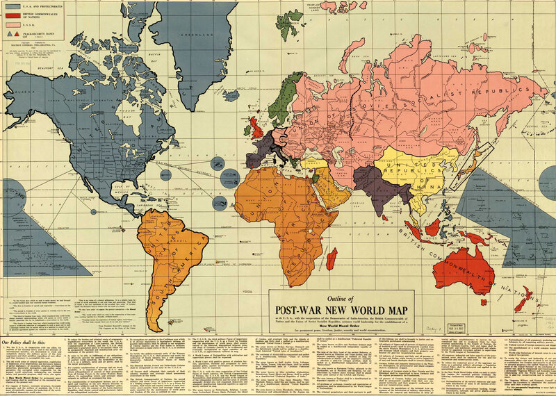 Post-war new world map