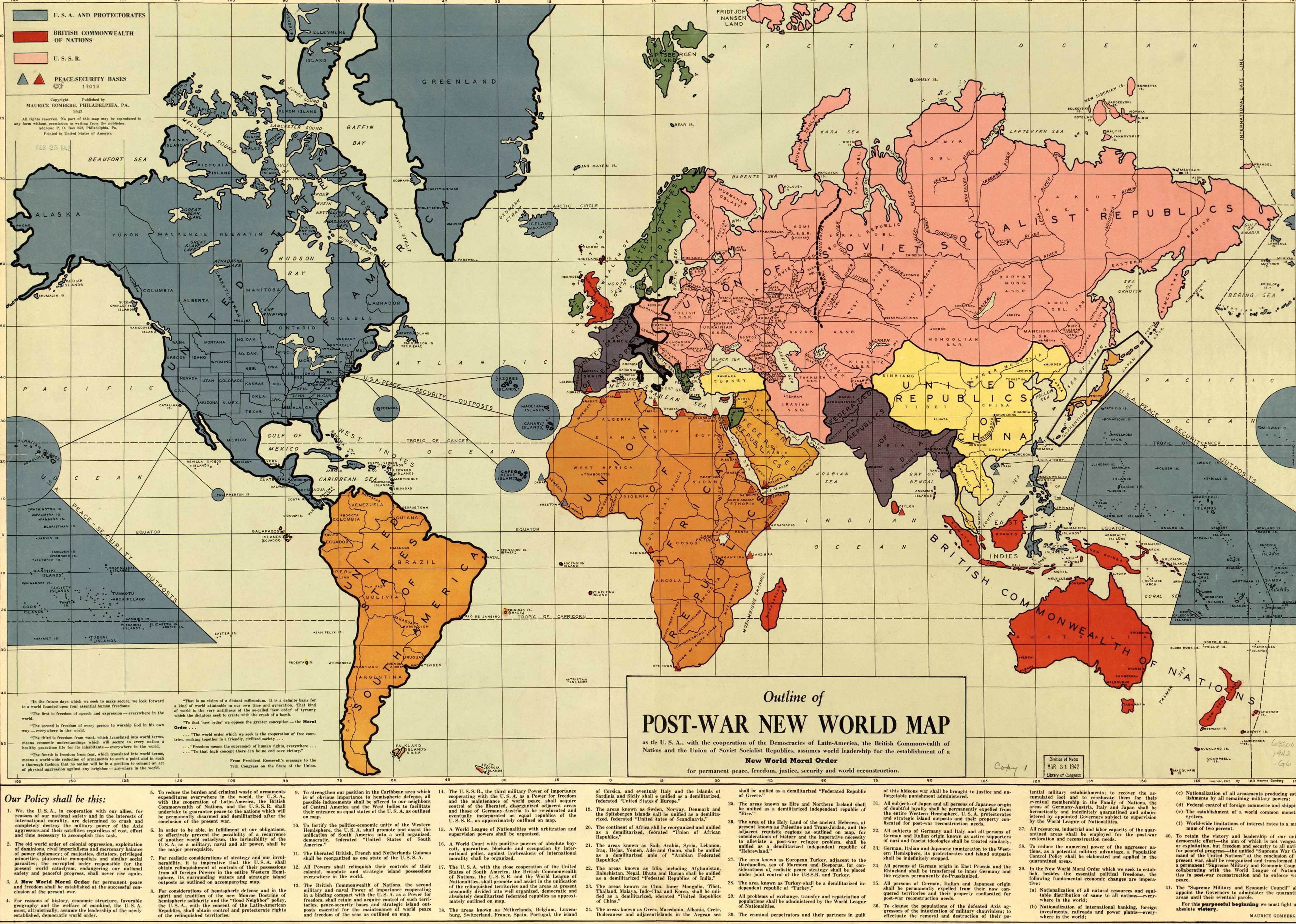 Post-war new world map