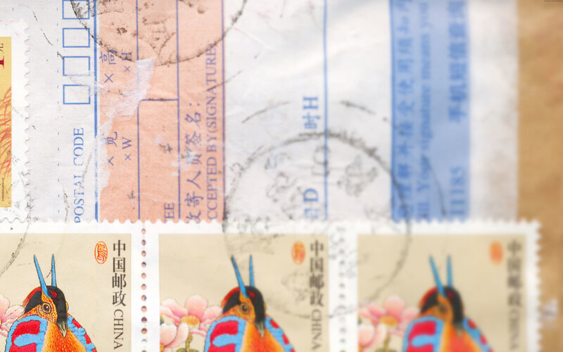 Postage stamps with postal form
