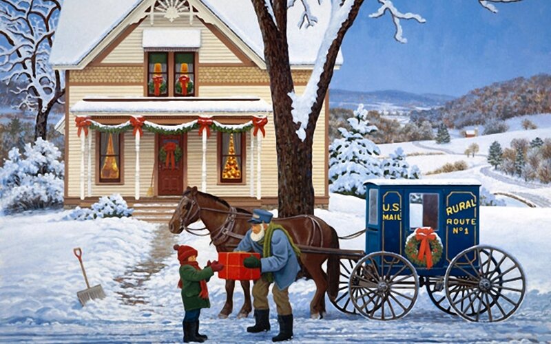Postman Delivering Gift