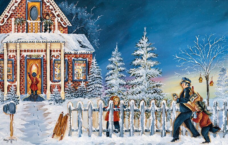 Postman Delivering Mail — Blue