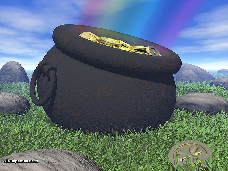 Pot of Gold Coins — Green, Fantastical