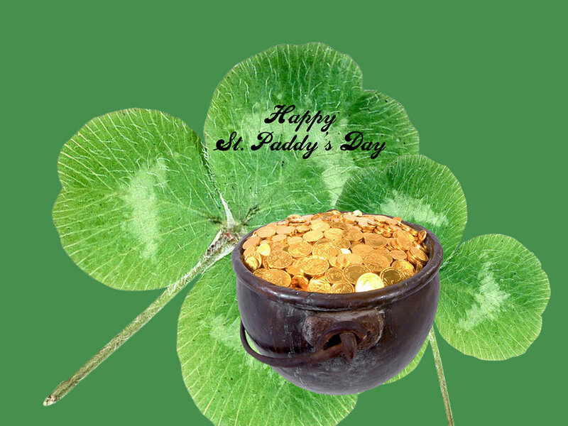 Pot of Gold Coins — Green, Festive, Digital Art