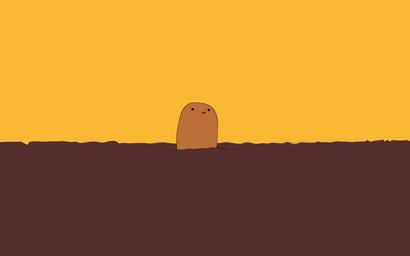 Potato Character in Soil — Yellow, Calm