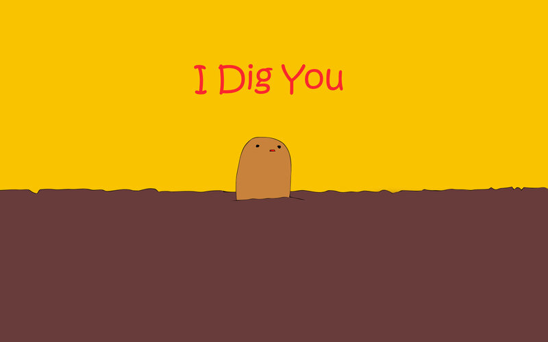 Potato Character in Soil — Yellow