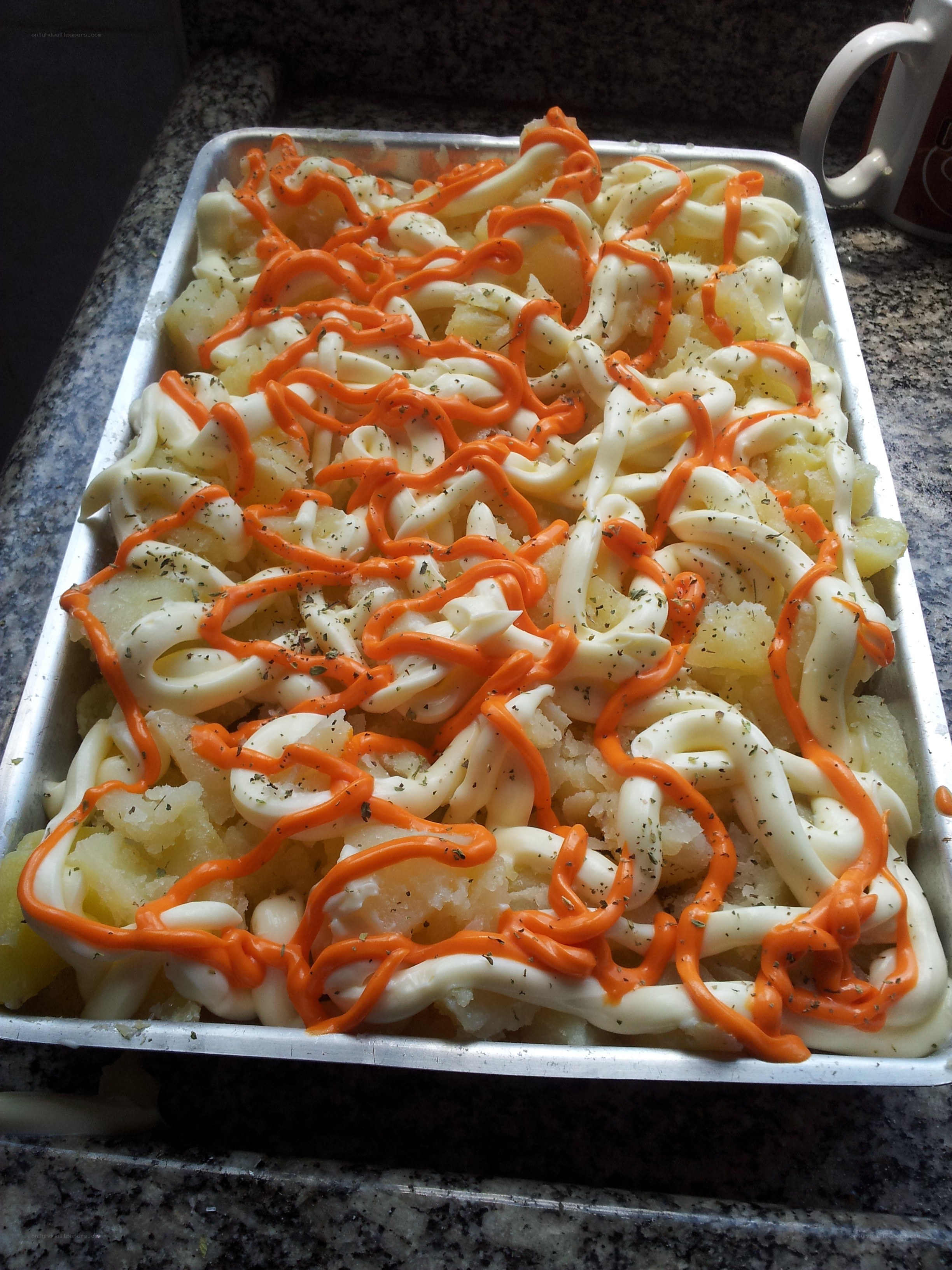 potato dish with sauces