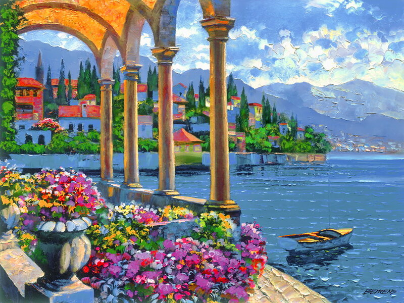 Potted Flowers by Lake