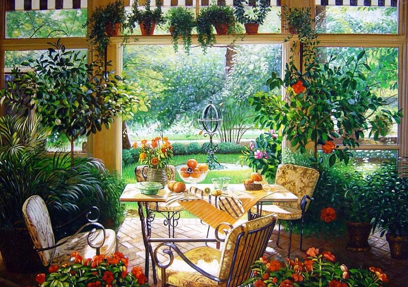 Potted Plants in Sunroom