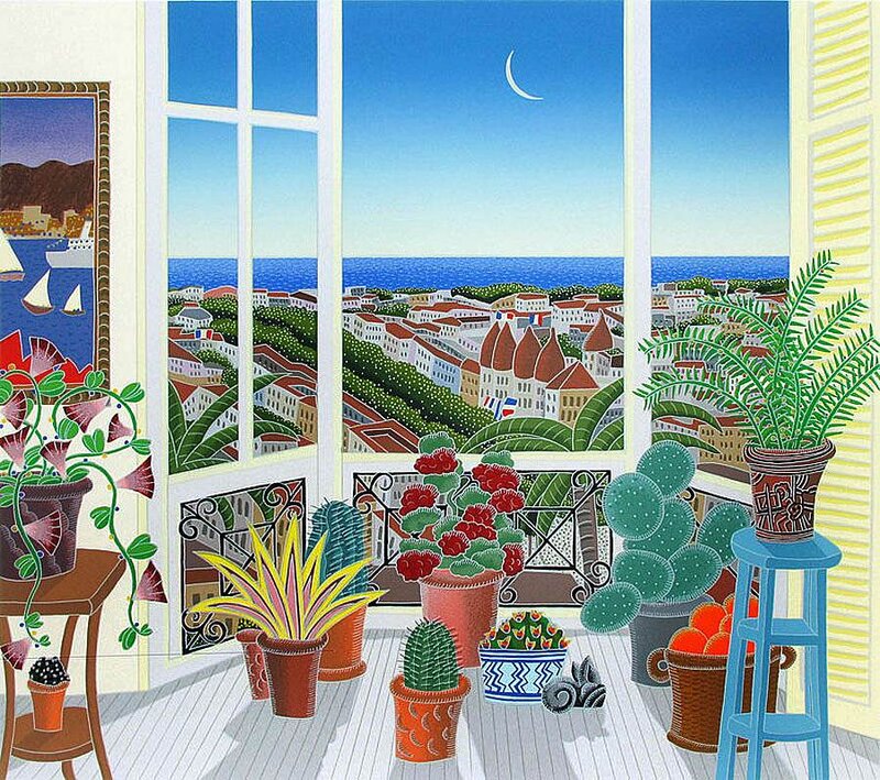 Potted Plants on Balcony — Blue