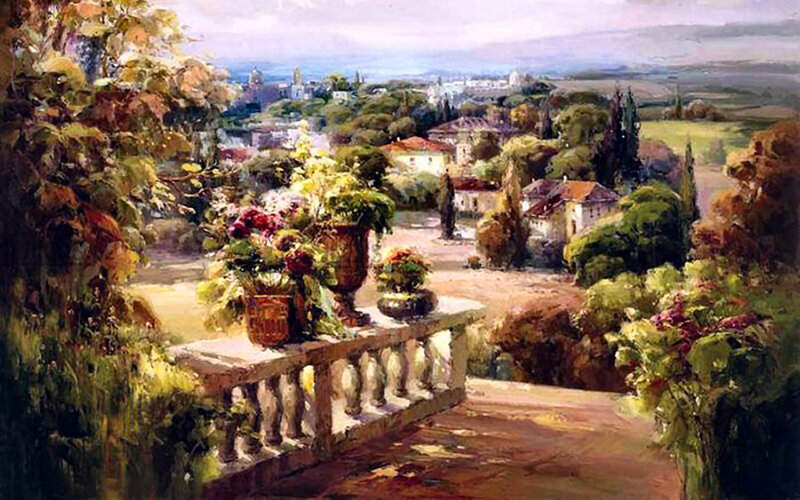 Potted Plants on Balcony — Green, Serene