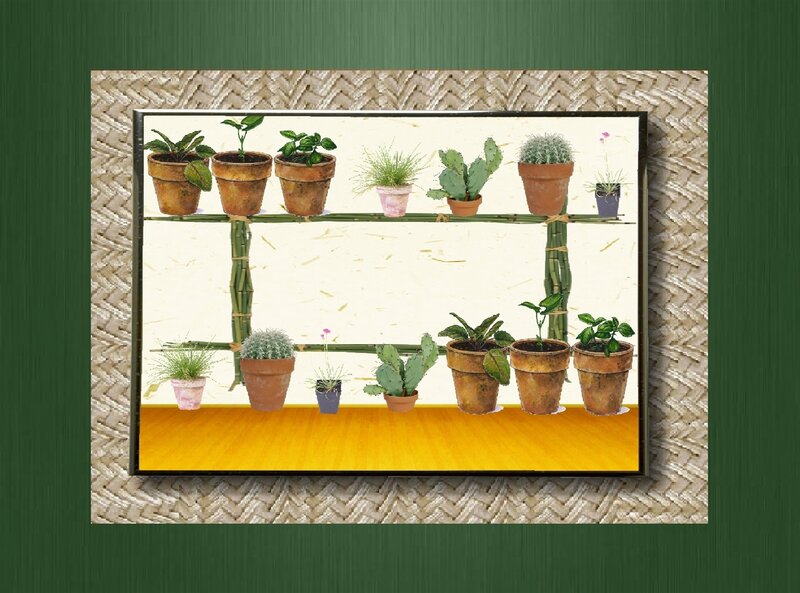 Potted Plants on Shelves — Green