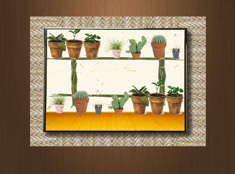 Potted Plants on Shelves