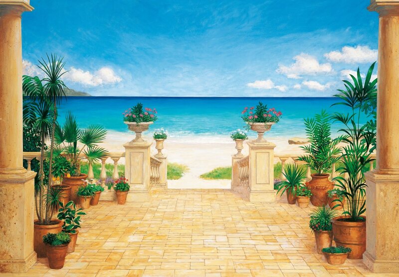 Potted Plants on Terrace — Blue