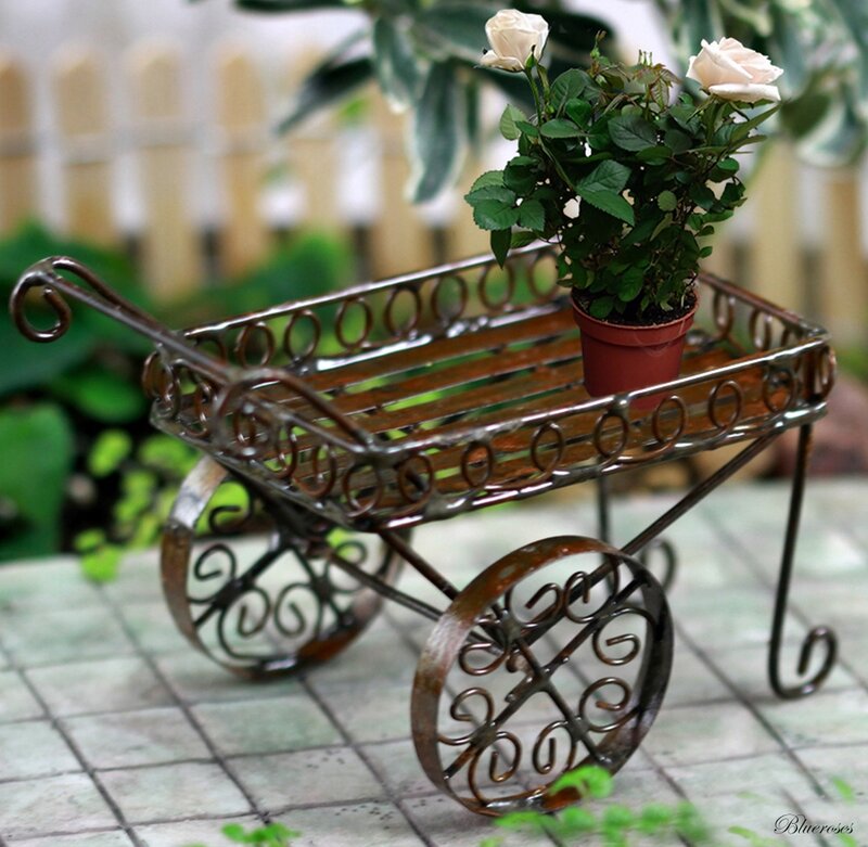 Potted Rose on Cart